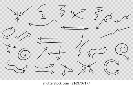 Icono de flecha dibujada a mano aislado en fondo blanco. Ilustración del vector Doodle.
