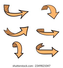 Hand drawn arrow icon set isolated on white background, suitable for  icon, element, infographic element, symbol design,  vector illustration