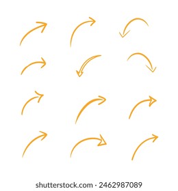 Icono de flecha dibujado a mano sobre fondo blanco. Ilustración vectorial en estilo plano de moda