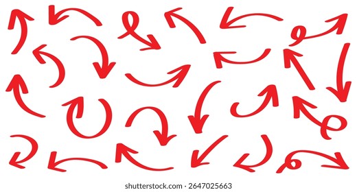 Hand drawn arrow icon set. Sketch arrow design for business plan and education.  flat style. arrow icon for your web site design, logo, app, UI. arrow indicated the direction symbol.