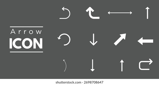 Conjunto de iconos de flecha dibujados a mano símbolos de dirección bosquejados en blanco sobre fondo oscuro Ilustración vectorial