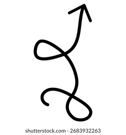 Vector de icono de flecha dibujado a mano. Señal de la ilustración de la dirección, hecho a mano. Símbolo o logotipo del puntero.
