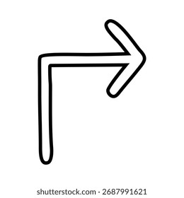Hand drawn arrow icon vector. Direction illustration sign, Handmade. Pointer symbol or logo.