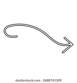 Hand drawn arrow icon vector. Direction illustration sign, Handmade. Pointer symbol or logo.