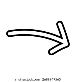 Vector de icono de flecha dibujado a mano. Señal de la ilustración de la dirección, hecho a mano. Símbolo o logotipo del puntero.