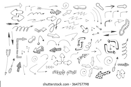 hand drawn arrow icon vector set sketch. Web design element, thin icon.