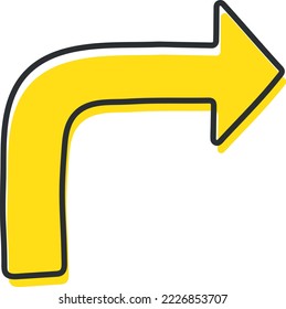 hand drawn arrow icon with yellow element