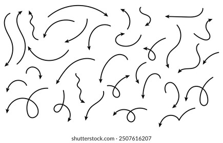 Hand drawn arrow icons doodle design elements.