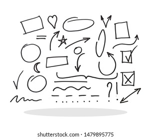 Hand drawn arrow icons in flat style. Hand drawn arrows symbols for your web site design, logo, app, UI Vector EPS 10.