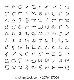 hand drawn arrow icons set