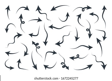 Hand Drawn Arrow Icons Set isolated on White Background. Flat Vector Icon Design Template Elements.
