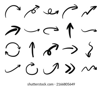 Hand drawn arrow icons set. Set of arrow doodle style.