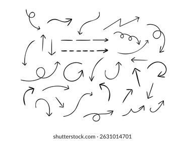 "Hand drawn arrow icons set. Sketch vector arrows for infographics, presentations, business and education use."