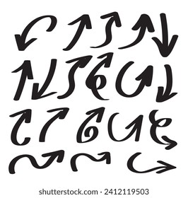 Hand drawn arrow icons vector set illustration