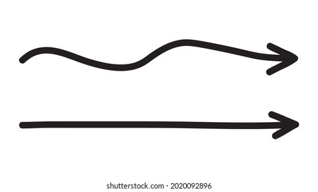 Hand Drawn Arrow illustration, isolated on white background. Continuous line
