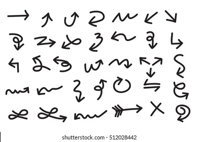 Hand drawn arrow illustration isolated on white background