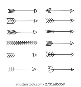 Hand drawn arrow illustrations in varied styles on clean background