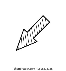 Hand drawn arrow isolated on a white. Vector illustration.