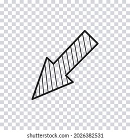 Hand drawn arrow isolated on transparent background. Vector illustration.