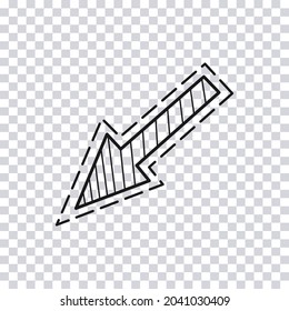 Hand drawn arrow isolated on transparent background. Vector illustration.