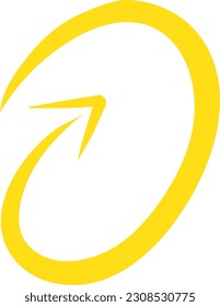 Hand drawn arrow isolated on white background. Simple Yellow Arrow mark icon.