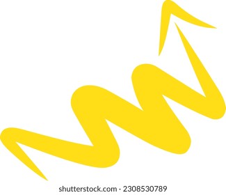 Hand drawn arrow isolated on white background. Simple Yellow Arrow mark icon.