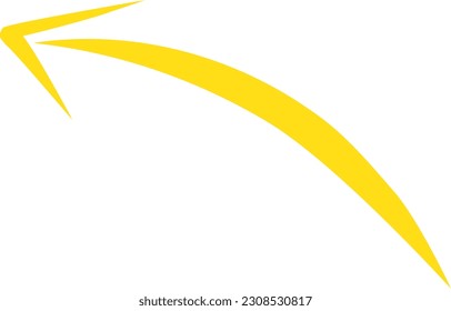 Hand drawn arrow isolated on white background. Simple Yellow Arrow mark icon.