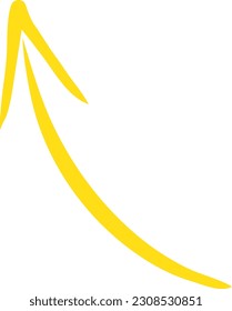 Hand drawn arrow isolated on white background. Simple Yellow Arrow mark icon.