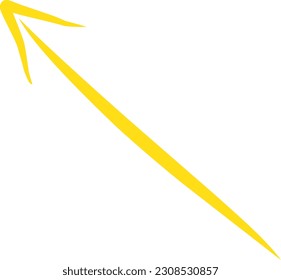 Hand drawn arrow isolated on white background. Simple Yellow Arrow mark icon.
