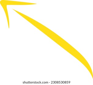 Hand drawn arrow isolated on white background. Simple Yellow Arrow mark icon.