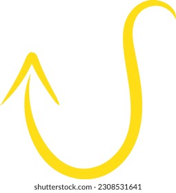 Hand drawn arrow isolated on white background. Simple Yellow Arrow mark icon.