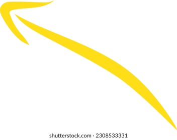 Hand drawn arrow isolated on white background. Simple Yellow Arrow mark icon.