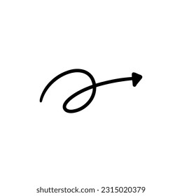 flecha dibujada a mano aislada en un fondo blanco. icono de flecha