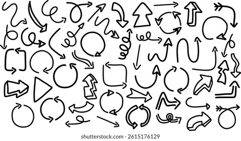 hand drawn arrow line icon and comic style