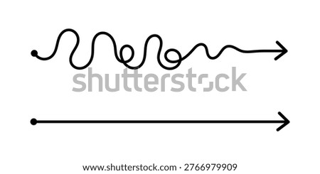 Hand drawn arrow line set. Curved doodle arrow path collection. Minimal directional arrow design elements. Creative navigation arrow symbols for infographic.