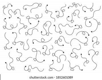 Hand drawn arrow lines with heart