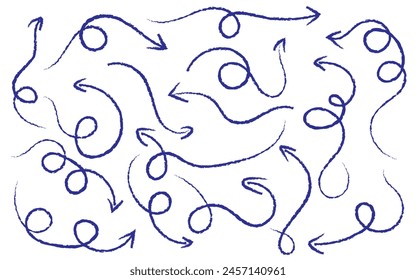 Dibujado a mano flecha marca doddle boceto. Juego de flechas Doddle. 11:11