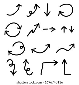 Handgezeichnete Pfeilmarkensymbole einzeln auf weißem Hintergrund. Vektorillustration. EPS10.