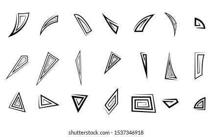 Hand drawn arrow mark icons set. Collection of geometric point signs, Black filigree mark point vector. Lines Set number 5