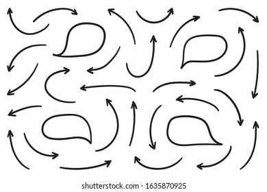 Hand drawn arrow mark icons vector