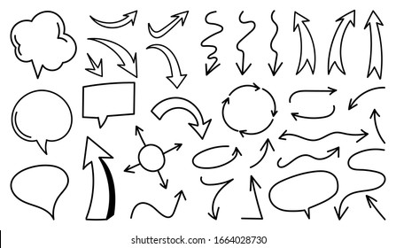 Hand drawn arrow mark icons vector