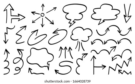 Hand drawn arrow mark icons vector