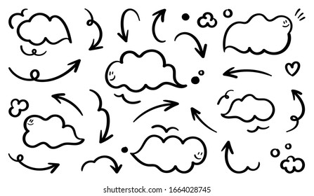Hand drawn arrow mark icons vector