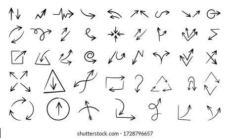 Hand drawn arrow mark icons vector