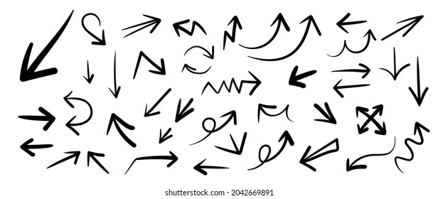 Hand drawn arrow mark icons vector	
