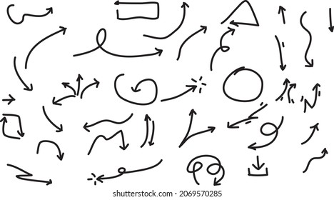 Hand drawn arrow mark icons vector