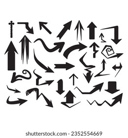 Hand drawn arrow mark icons vector