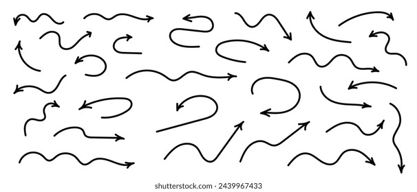 Hand drawn arrow mark icons vector. Doddle arrow set