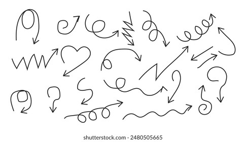 Hand drawn arrow mark icons vector