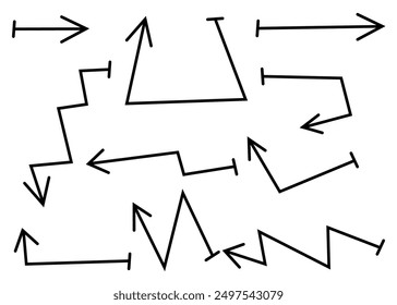 Handgezeichnete Pfeilmarkensymbole, Vektorgrafik einzeln.